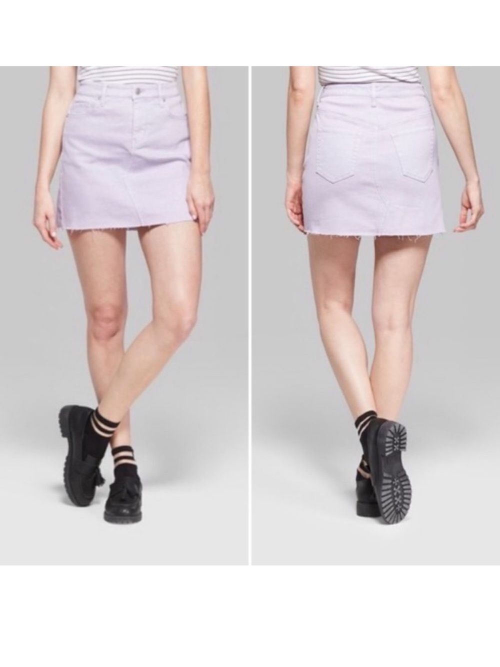 wild fable 6 Violet Lavender Raw Hem Denim Mini Skirt